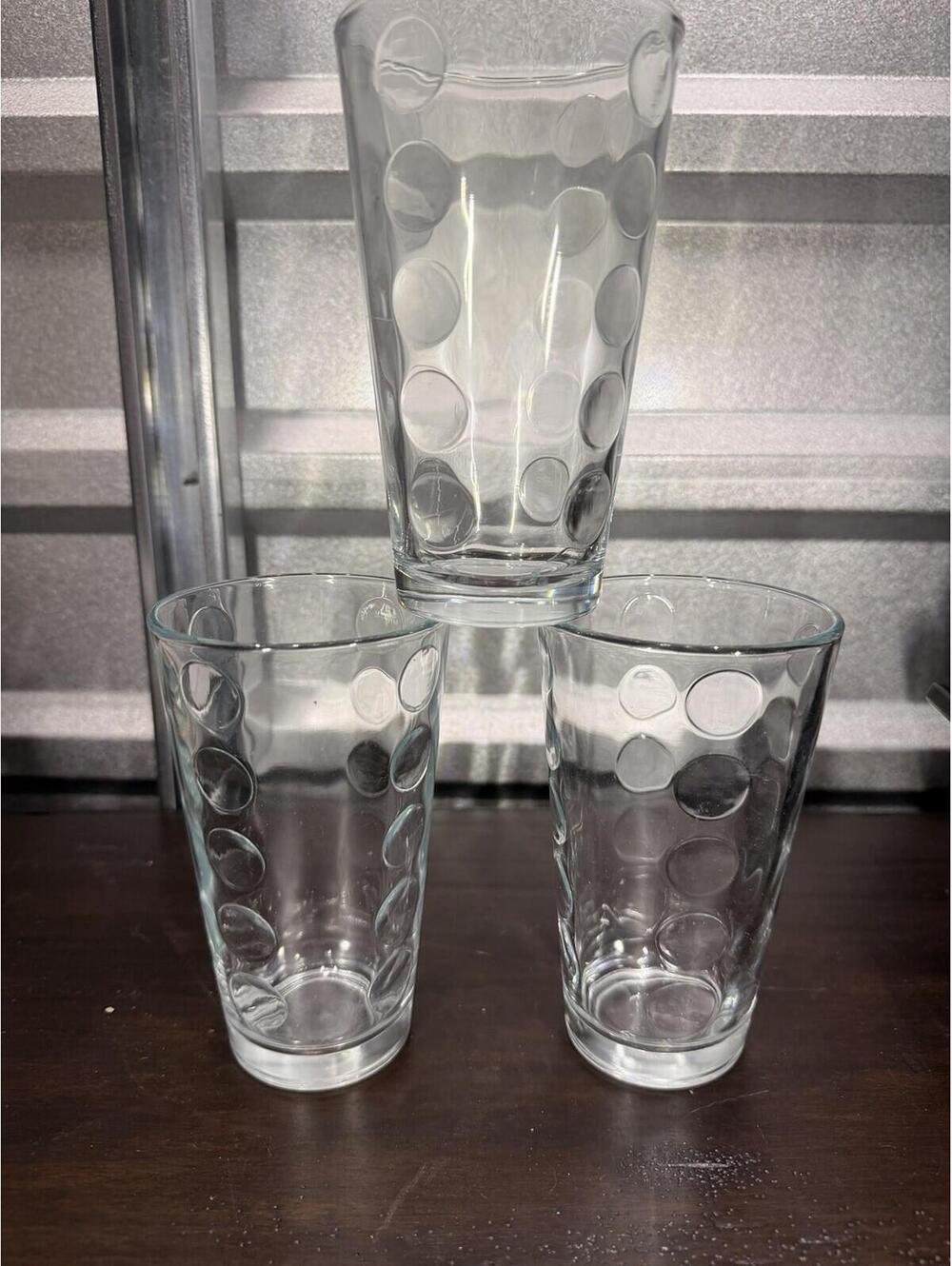 3 Vintage Libbey Drinking Water Glasses Tumblers Dots Circles Dimples Clear F/S*